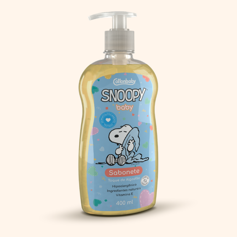 Sabonete Snoopy Baby Toque de Algod&atilde;o Cottonbaby 400ml