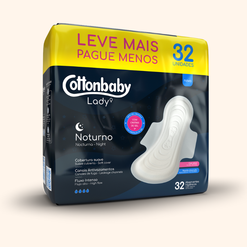 Absorvente Noturno com Abas Cottonbaby