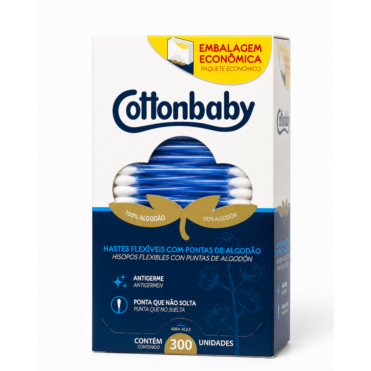 Hastes Flexíveis Cottonbaby 300 unidades