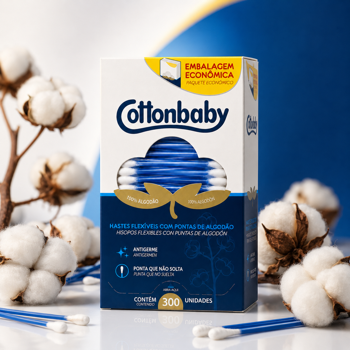 Hastes Flexíveis Cottonbaby 300un