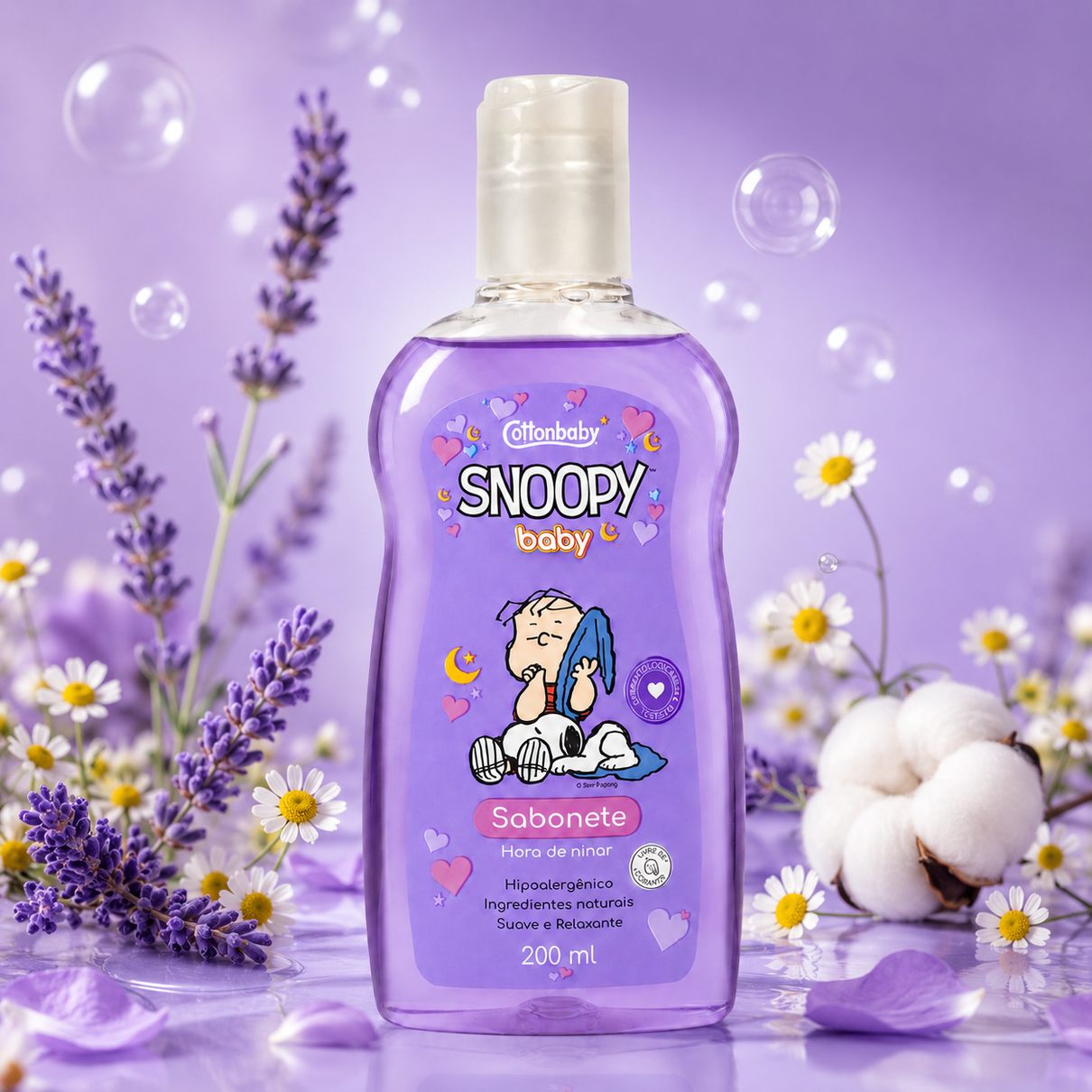 Sabonete Cottonbaby Snoopy Baby Hora de Ninar 200ml