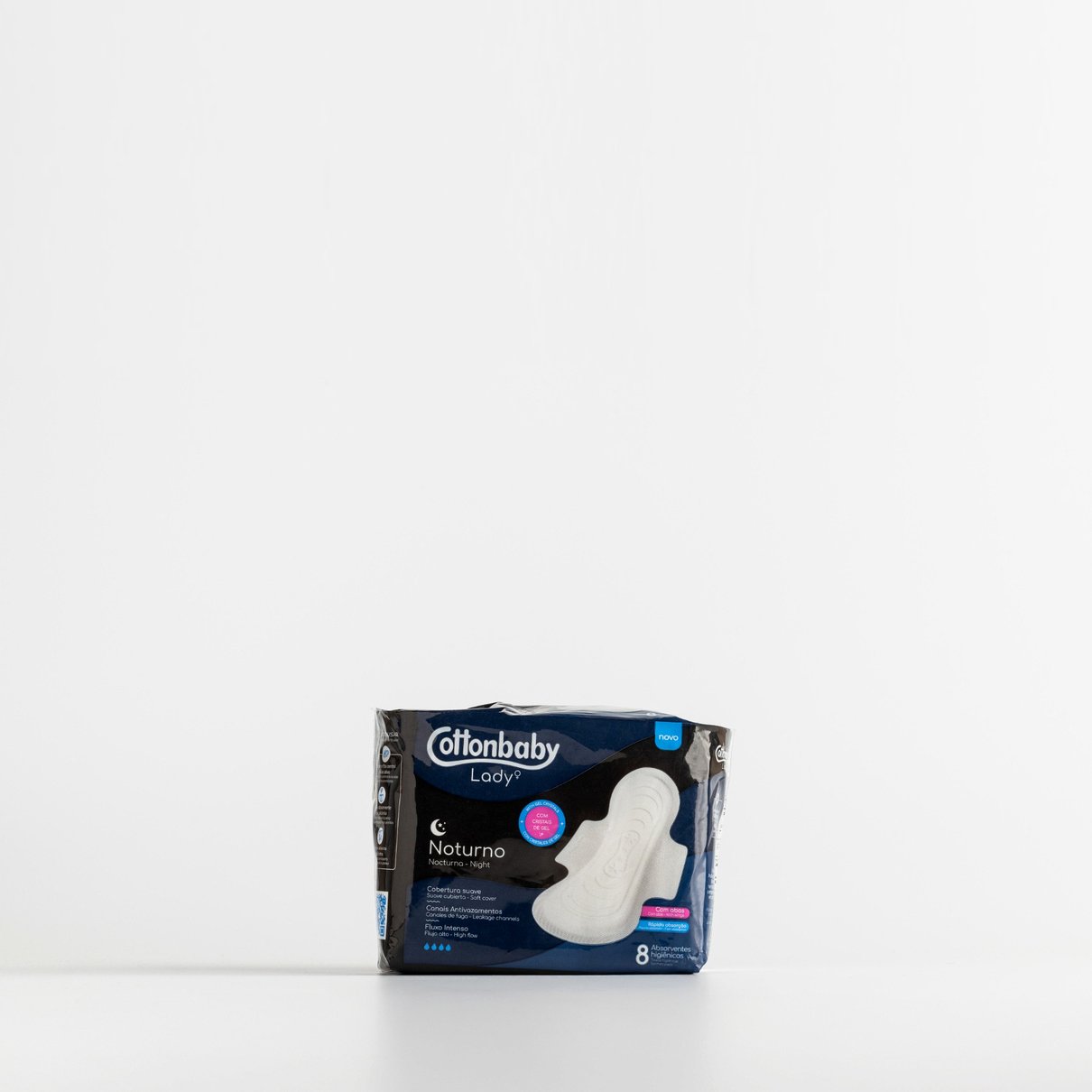 Absorvente Cottonbaby Lady Noturno com Abas 8 unidades embalagem