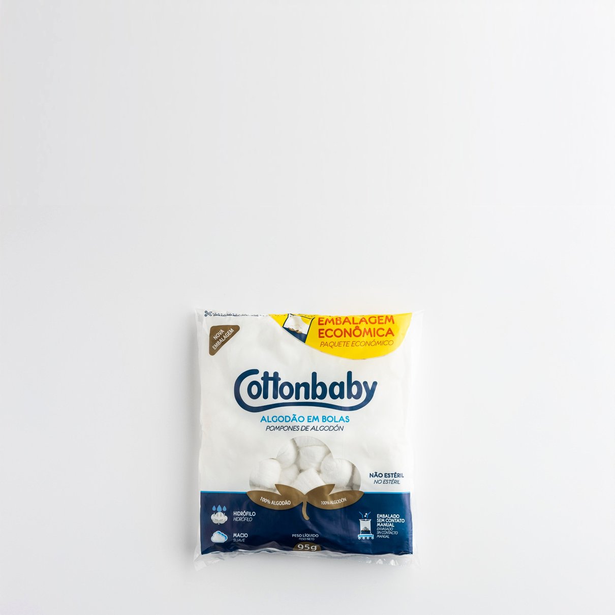 Algod&atilde;o em Bola Cottonbaby Branco 95g