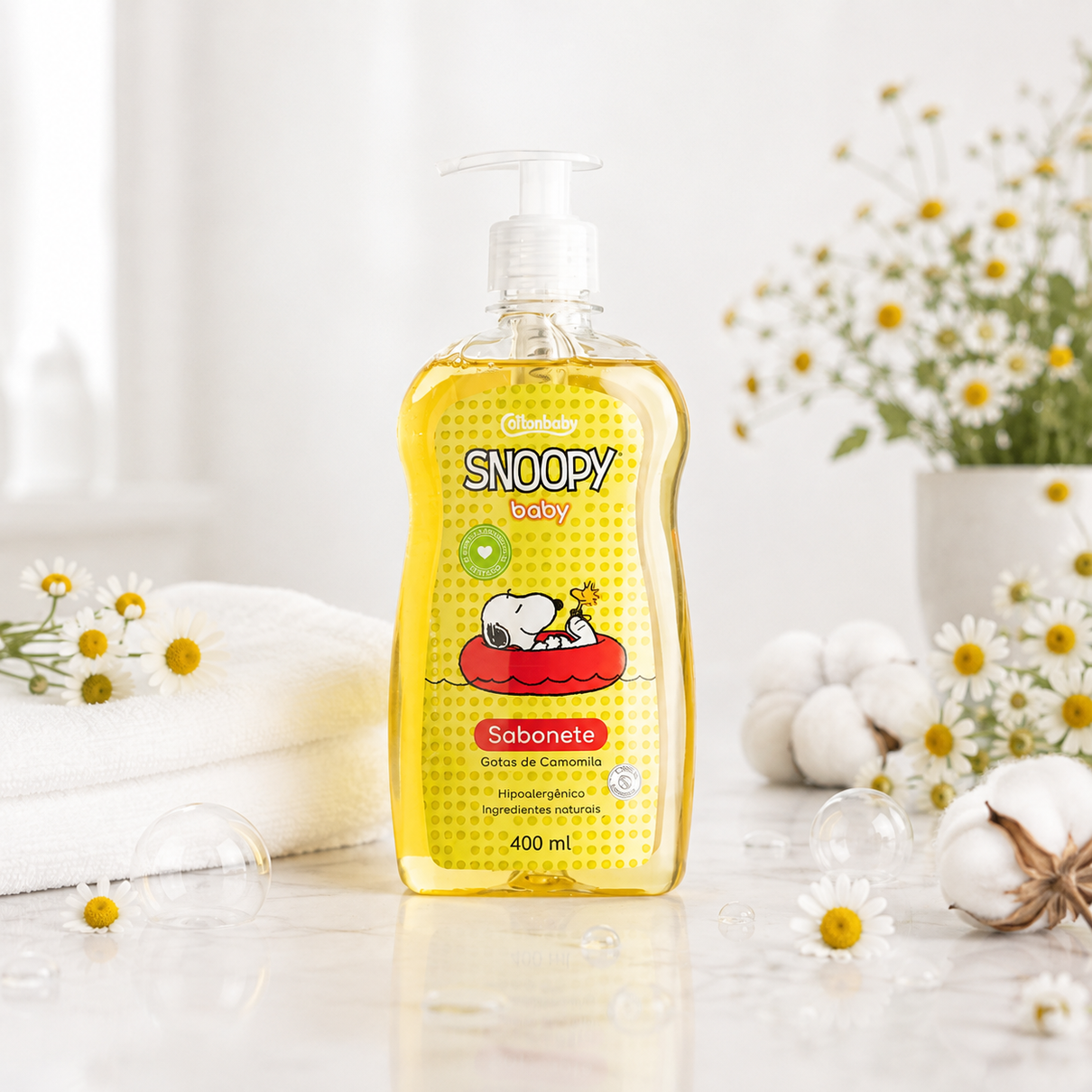 Sabonete Líquido Cottonbaby Snoopy Gotas de Camomila 400ml
