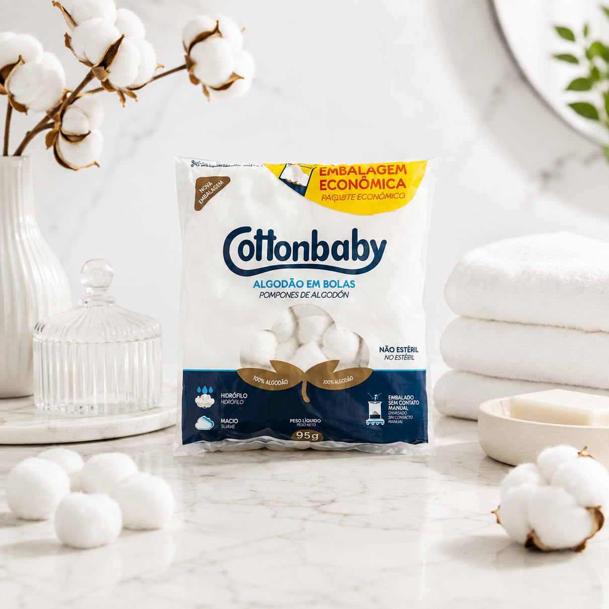 Algod&atilde;o em Bola Cottonbaby 95g