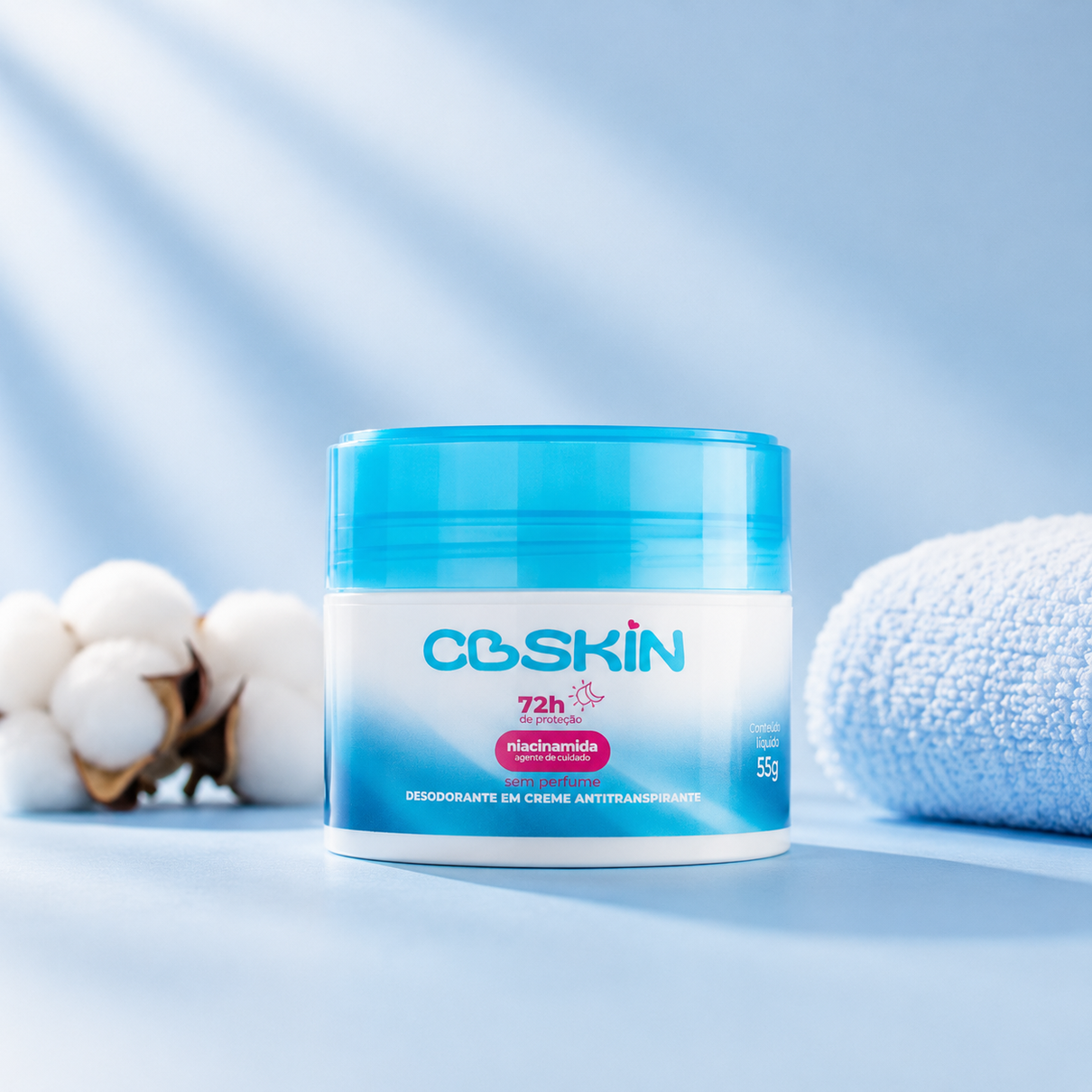 Desodorante em Creme Antitranspirante CBSKIN Sem Fragr&acirc;ncia 55g