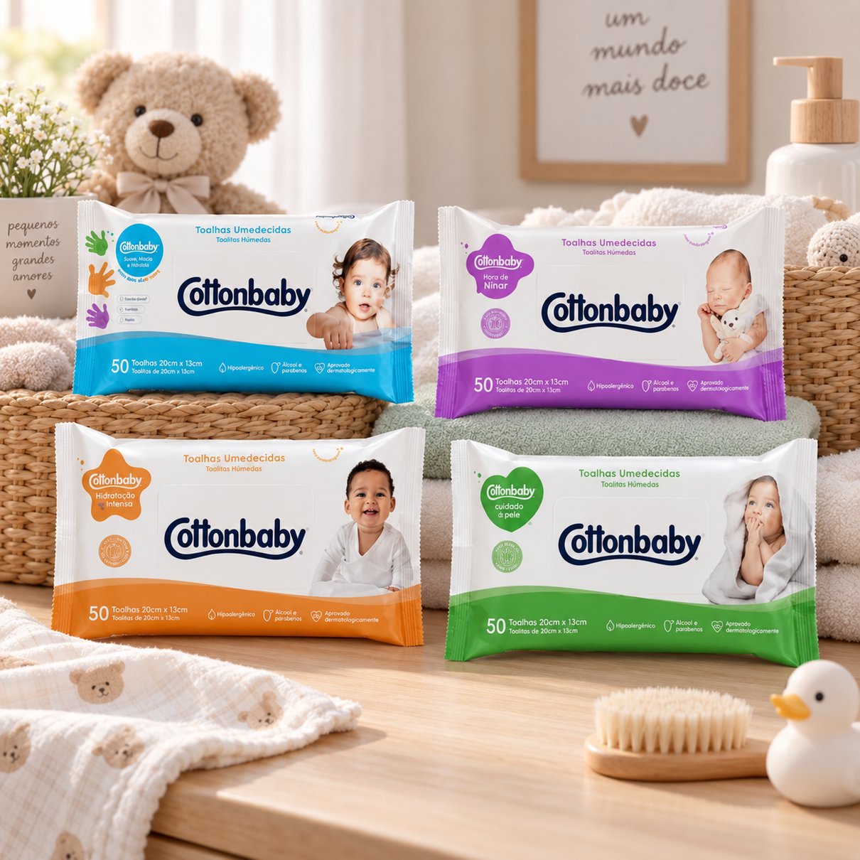 Kit Len&ccedil;os Variados Cottonbaby